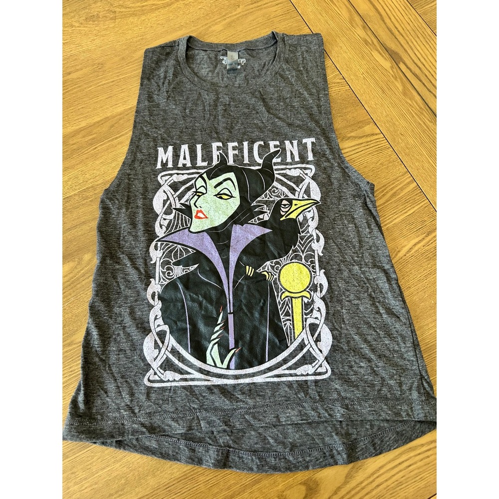 Disney Maleficent Tank‎ Top Gray Graphic Sleeveless Villain Tee Shirt